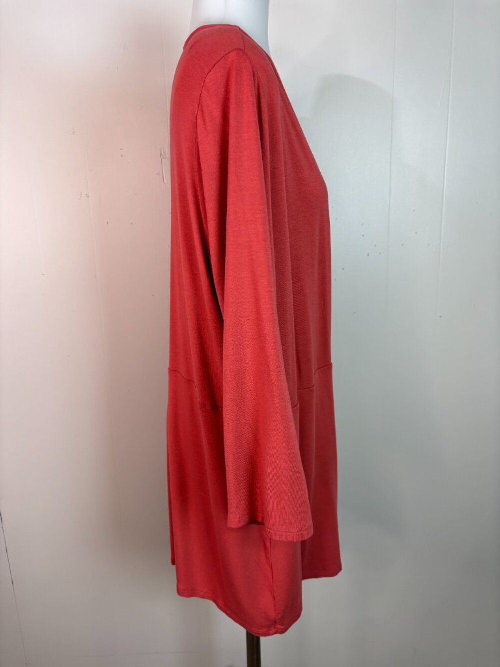 J. Jill Top Large Coral Wrap-Front Wearever Collection Stretch Blouse 3/4 Sleeve - Picture 6 of 11